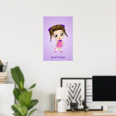 Poster personnalisé Chibi de la salle pour filles (Bureau à domicile)