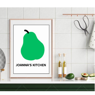 Poster personnalisé de cuisine poire verte