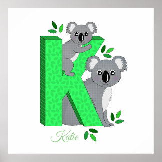 Poster personnalisé en pépinière - K pour Koala