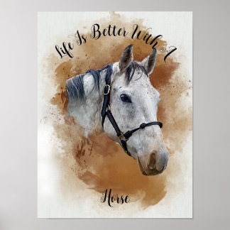 Poster personnalisé Horse aquarelle mur d'art