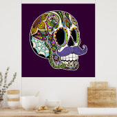 Poster personnalisé Moustache Sugar Skull (Cuisine)