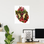Poster personnalisé Papillon et Fleurs (Bureau à domicile)
