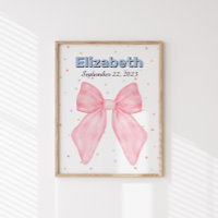 Poster Personnalisé Pink Bow Nom personnalisé