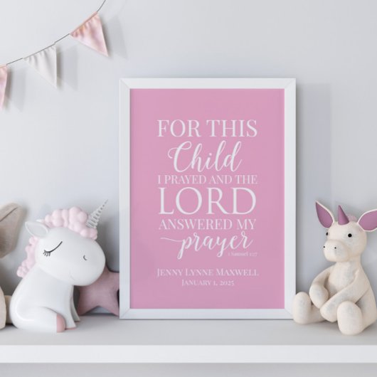 Poster Personnalisé Pour cet enfant, j'ai prié