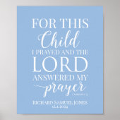Poster Personnalisé Pour cet enfant j'ai prié bébé garçon (Devant)