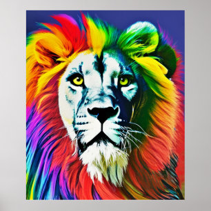 Poster Personnalisé Rainbow Lion, Cadeau Personnal