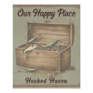 Poster Personnalisé Rustic Lake House Cabine de pêche