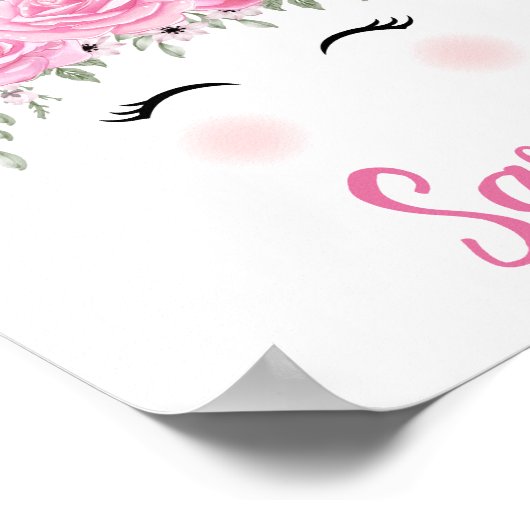 Poster Personnalisé Unicorn Avec Nom Rose (Coin)