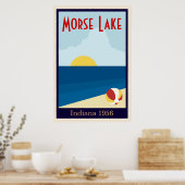 Poster personnalisé Vintage lac ou plage (Cuisine)