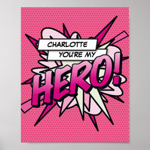 Poster Personnalisé Vous êtes mon HERO Comic Book Pop Art