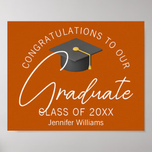 Poster Personnalisée Burnt Orange 2025 Graduation Party