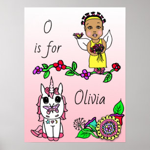 Poster Personnalisée cette jolie fée rouge et licorne