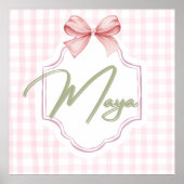 Poster Personnalisée Maya Baby Girl Nursery Bow&En vichy (Devant)