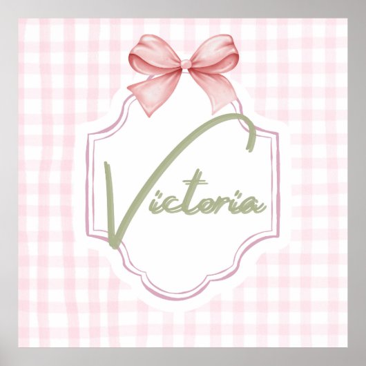 Poster Personnalisée Victoria Baby Girl Nursery Bow (Devant)