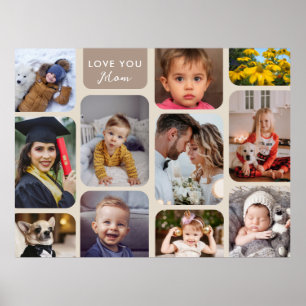 Poster Personnaliser 11 Photos Taupe Amour Moderne Maman