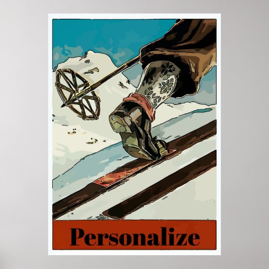Poster Personnaliser, ajouter du texte, Ski de neige de m (Devant)