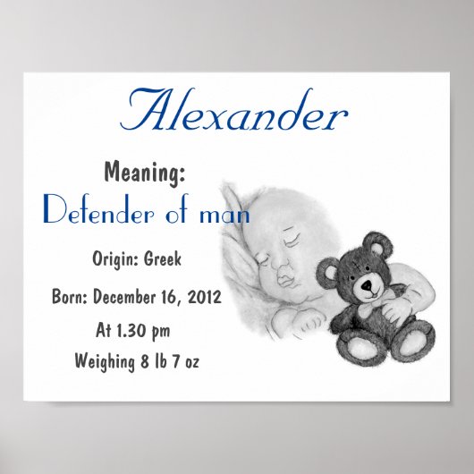 Poster Personnaliser Alexander Nom signifiant keeps (Devant)