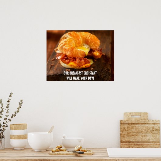 Poster Personnaliser Bacon Egg Fromage Croissant Restaura (Cuisine)