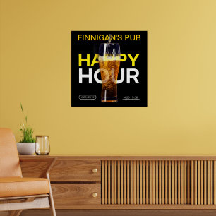 Poster Personnaliser Bar Pub Maison Publique Bière Happy