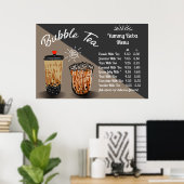 Poster Personnaliser Bubble Thé Boba Donut Shop Large (Bureau à domicile)