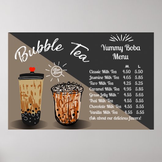 Poster Personnaliser Bubble Thé Boba Donut Shop Large (Devant)