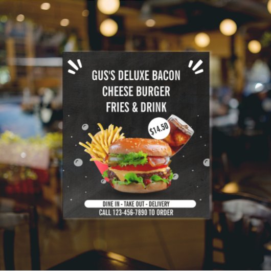 Poster Personnaliser Burger Deluxe Frites Boisson Restaur