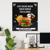 Poster Personnaliser Burger Deluxe Frites Boisson Restaur (Bureau à domicile)