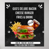 Poster Personnaliser Burger Deluxe Frites Boisson Restaur (Devant)