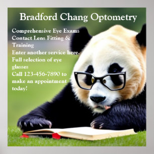 Poster Personnaliser de lecture Panda Office d'optométrie