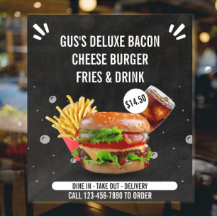 Poster Personnaliser Deluxe Burger Frites Boisson Restaur