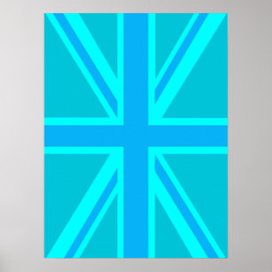 Poster Personnaliser Drapeau Union Jack Turquoise