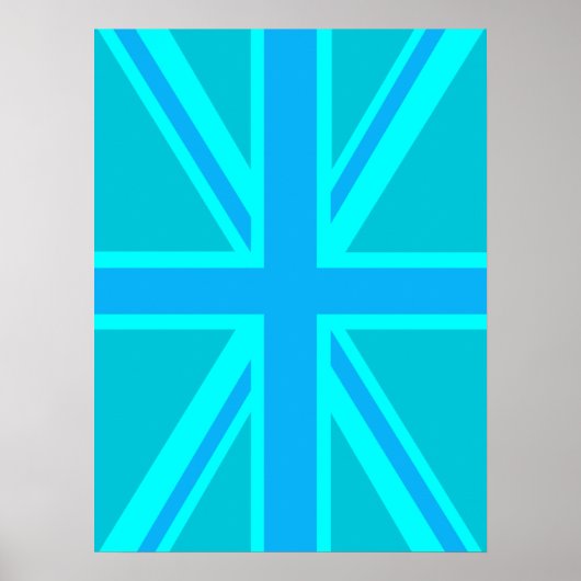 Poster Personnaliser Drapeau Union Jack Turquoise (Devant)