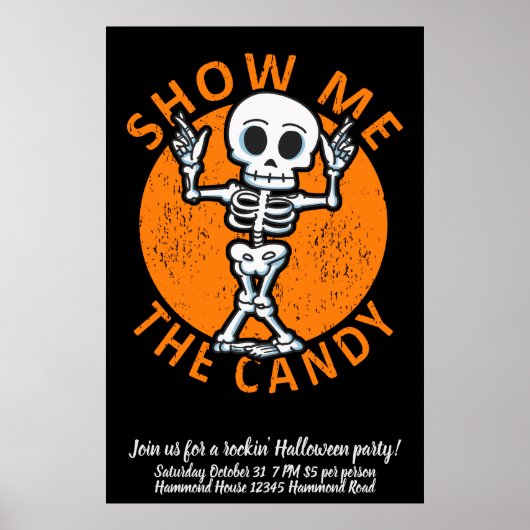 Poster Personnaliser Halloween Me Montrer Candy Skeleton (Devant)