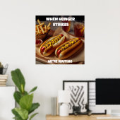 Poster Personnaliser Hotdogs Fries Boire Restaurant Adver (Bureau à domicile)