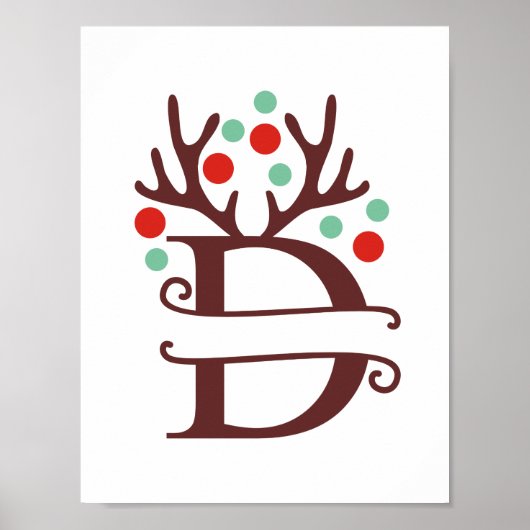 Poster Personnaliser la lettre de rennes D Monogramme de  (Devant)