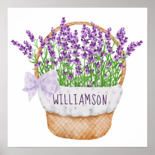 Poster Personnaliser Lavande Florale Purple Panier vert