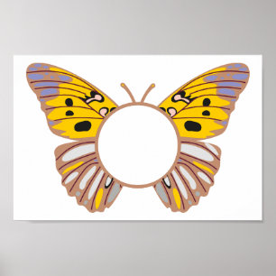 Poster Personnaliser le monogramme rond papillon jaune