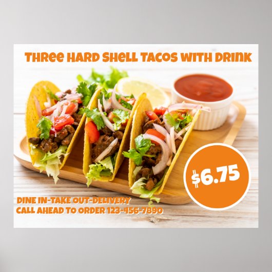 Poster Personnaliser Mexicaine Nourriture Forte Tacos Boi (Devant)