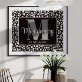 Poster Personnaliser Nom Imprimer noir blanc floral