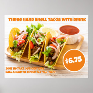 Poster Personnaliser Nourriture Mexicaine Tacos à Coquill