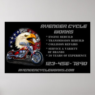 Poster Personnaliser Réparation de motocyclettes Boutique