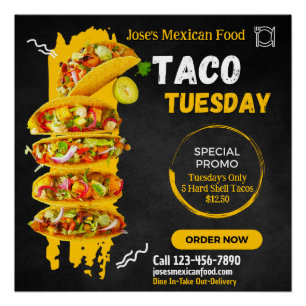 Poster Personnaliser Taco Mardi mexicain Restaurant Promo