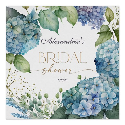Poster Personnalisez Bouquet de Fleurs Mariage Hydrangeas (Devant)