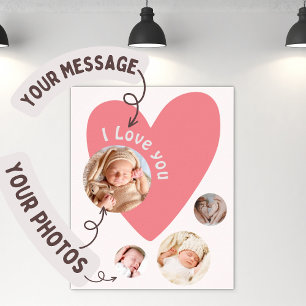 Poster Personnalisez le cadeau bébé avec 4 photos et mess