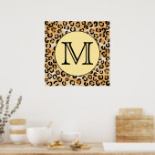Poster Personnalized Monogram Leopard Print Pattern (Cuisine)