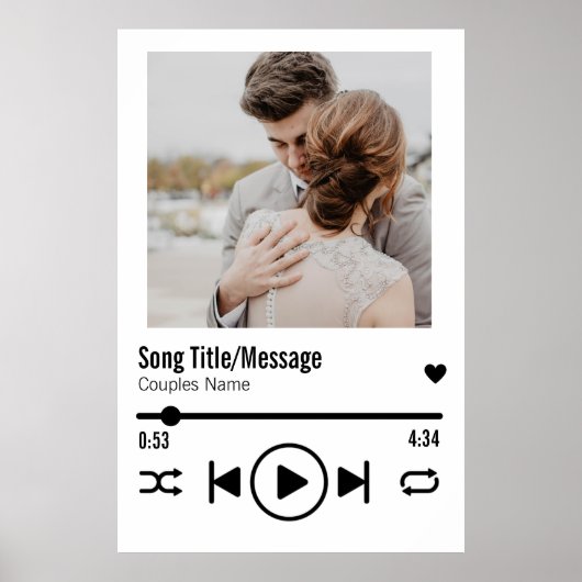 Poster Personnalized Newlywed Photo Song Playlist (Devant)