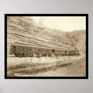 Poster Personnes à l'extérieur du train près de Hot Sprin