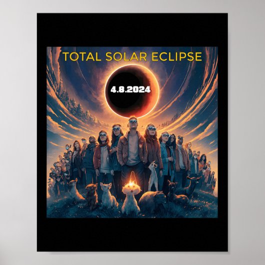 Poster Personnes Eclipse Gles Total Solaire Eclipse 2024 (Devant)