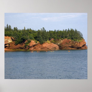 Poster Personnes faisant du kayak de mer dans la baie de