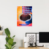 Poster Perspective guitare acoustique Couleurs de la musi (Bureau à domicile)